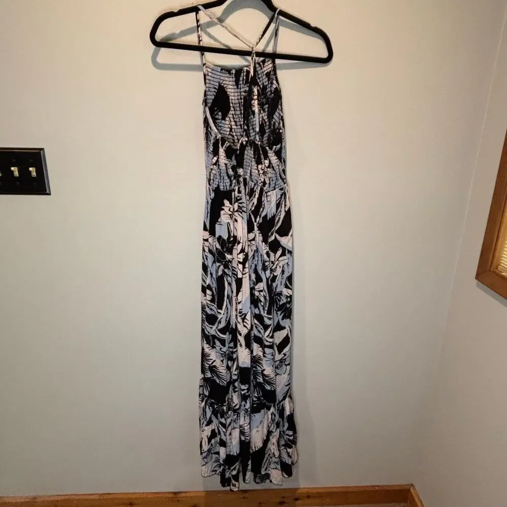 Free People Heat Wave Tropical Floral Print Smocked Maxi Dress - size Medium